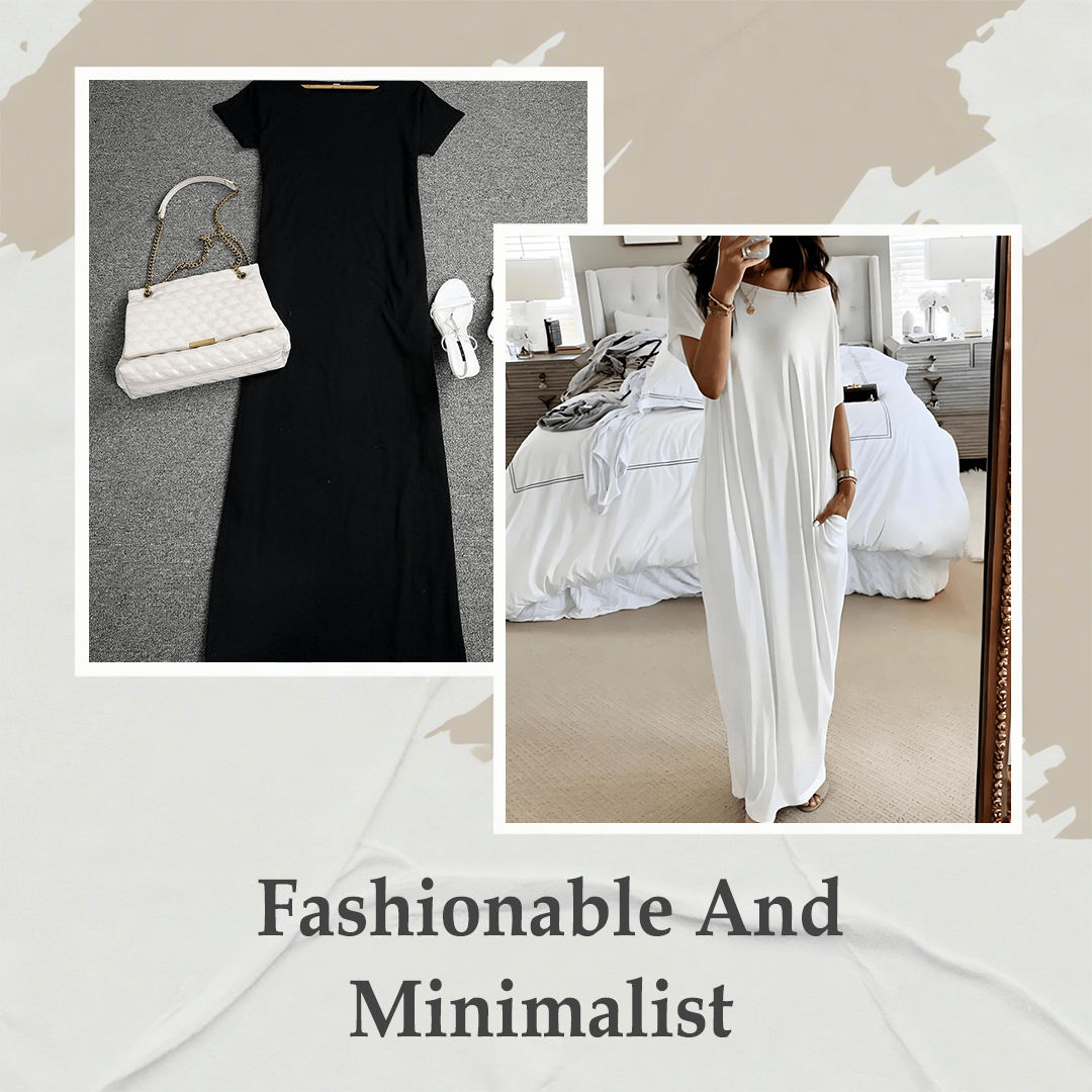 Seasonal bestseller with 50% off 🔥Women's Summer Casual Loose Solid Color Short-Sleeve Long Dress