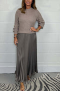 ⏳Time-limited Special⏰Women's Solid Color Long Sleeve Jumper & Pleated Bottom Dress