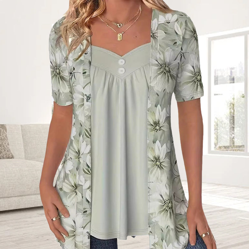 🌸Spring Specials🌸Women's Irregular Floral Patchwork Top