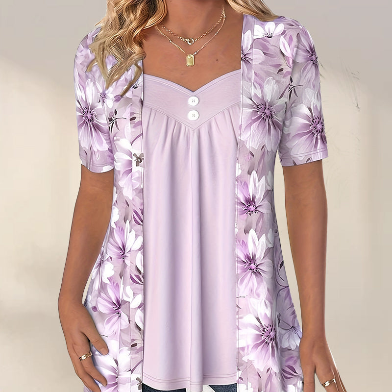 🌸Spring Specials🌸Women's Irregular Floral Patchwork Top