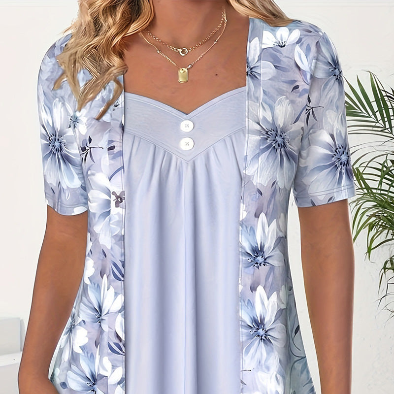 🌸Spring Specials🌸Women's Irregular Floral Patchwork Top