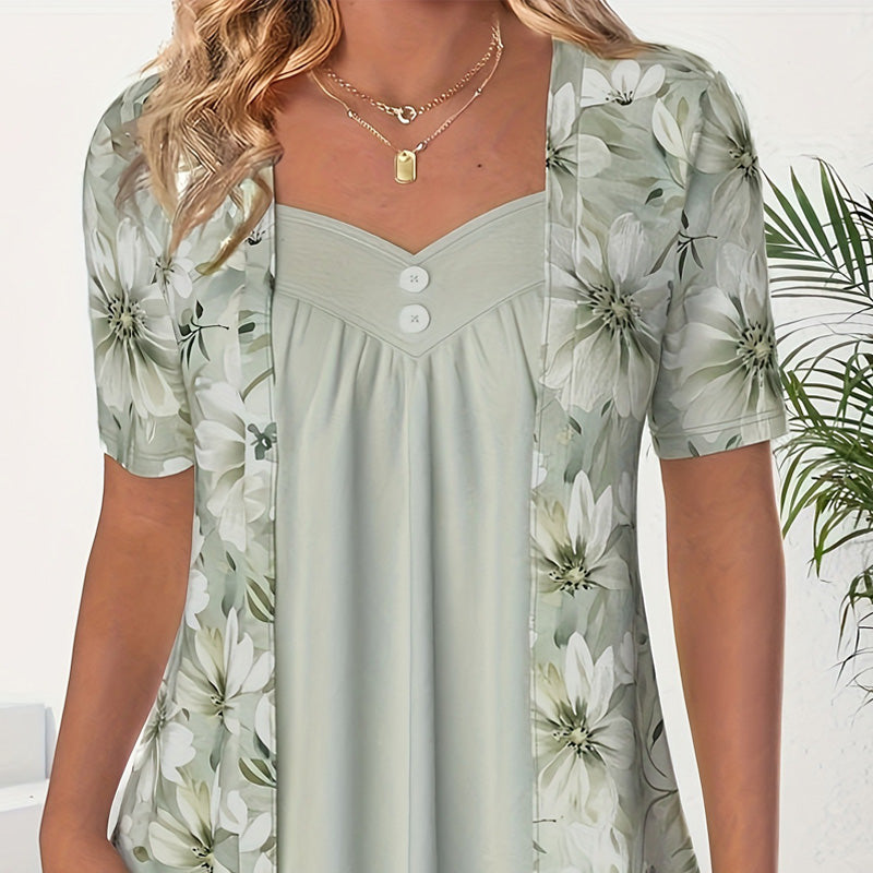 🌸Spring Specials🌸Women's Irregular Floral Patchwork Top