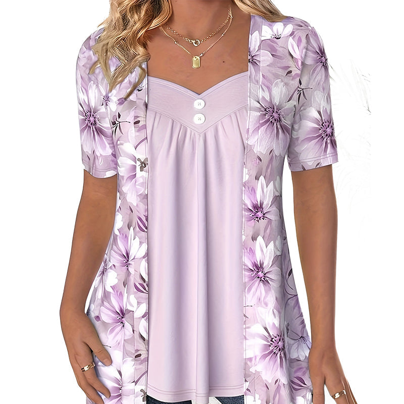 🌸Spring Specials🌸Women's Irregular Floral Patchwork Top