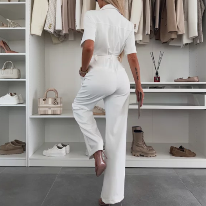 🌸Summer Sale -50% off🌸Women's Button-Down Jumpsuit with Waist Tie