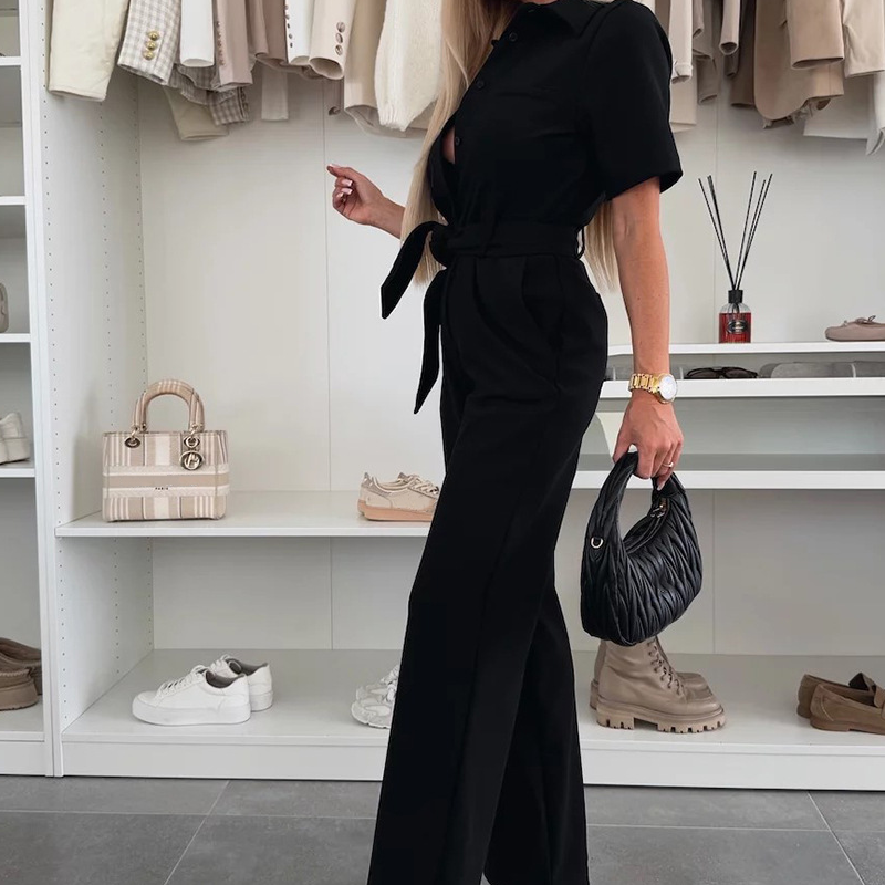 🌸Summer Sale -50% off🌸Women's Button-Down Jumpsuit with Waist Tie