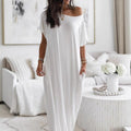 Seasonal bestseller with 50% off 🔥Women's Summer Casual Loose Solid Color Short-Sleeve Long Dress