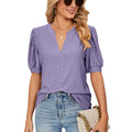 📢📢49% OFF !!!⏰Loose Solid Color T-Shirt Top with Hollow Bubble Sleeves