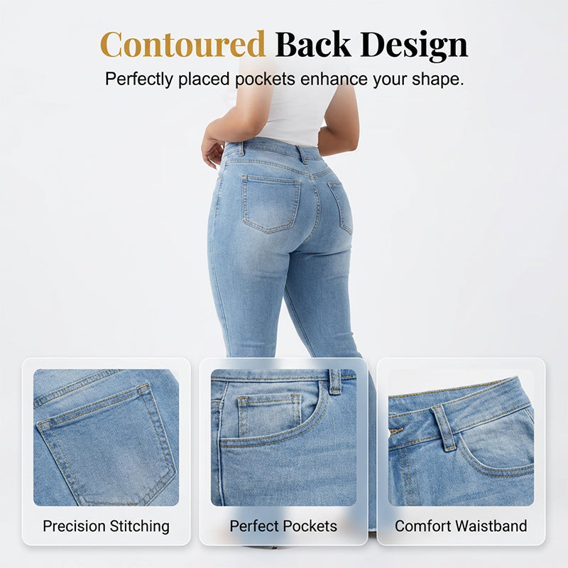 Curve-Enhancing High Waist Ripped Flare Jeans