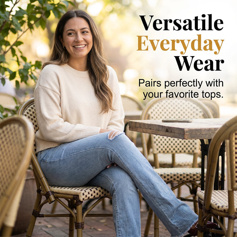 Curve-Enhancing High Waist Ripped Flare Jeans