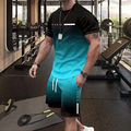 🌈 LIMITED-TIME 50% OFF! 👕 Men's Gradient Color 2-Piece Set – T-Shirt & Shorts, Breathable, Relaxed Fit 🩳