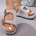 👡 50% OFF! ✨ Sandals with Double Buckles & Cork Heels – Elegant Design, Comfortable Fit & Perfect for a Stylish Summer Look 💎