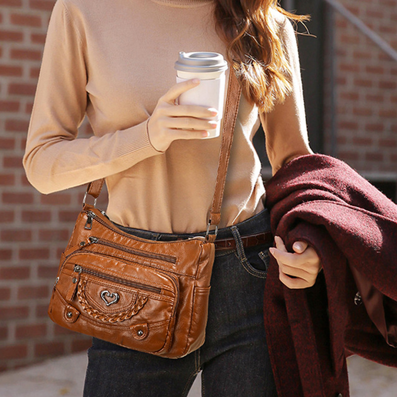 💐50% OFF! 🔥Women's Soft PU Crossbody Bag – Multiple Pockets for Perfect Organization 👜🔑【Limited Offer】